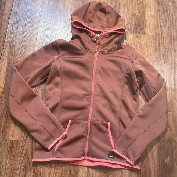 Bench Full Zip Sweater Long Sleeve Mock Neck Hoodie Brown Women's M - MINOR FLAW - Picture 1 of 8